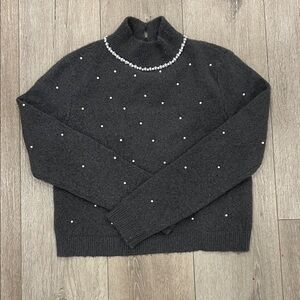 Zara Charcoal Sweater with Pearl Details